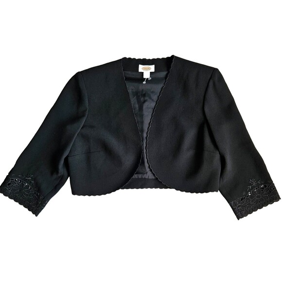 Talbots Blazer 3/4 sleeves Black with lace trim Size 8 - Picture 1 of 10